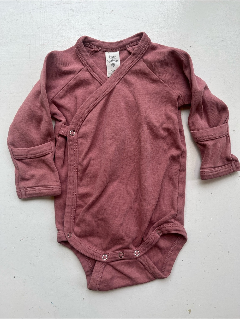 kate quinn Dusty Rose Pink Wrap-Style Baby Bodysuit 100% Organic Cotton